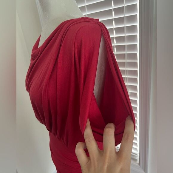 NWT Marciano draped asymmetrical hem midi dress Large - Picture 3 of 9